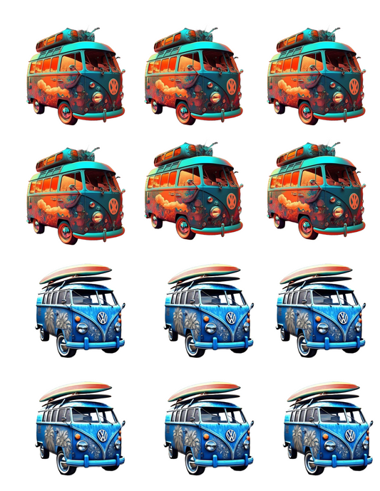 Volkswagen vans stickers, or car decals sheets. $6.00 sheet or $0.68 each!