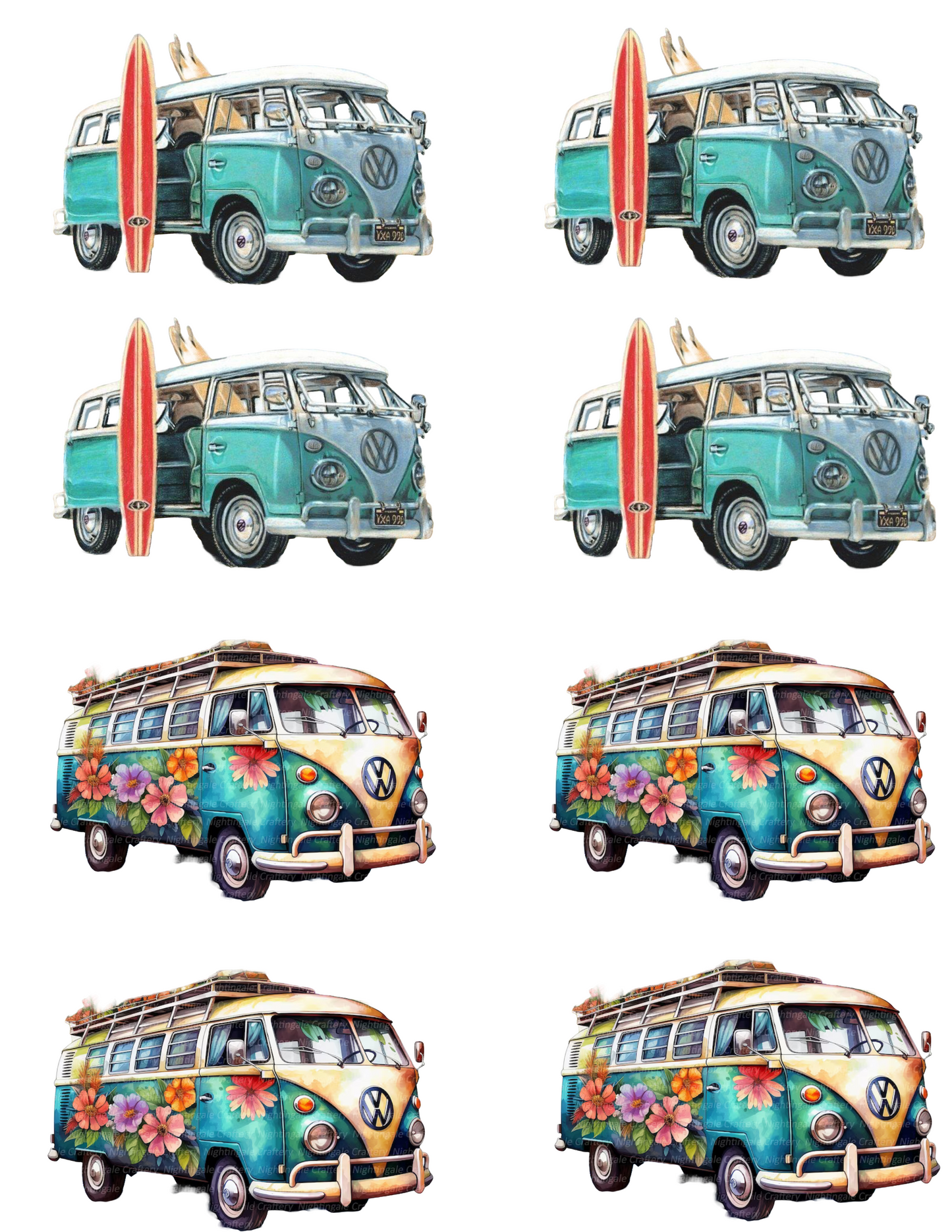 Volkswagen van stickers/ car decals sheets. $6.00 sheet or $0.68 each